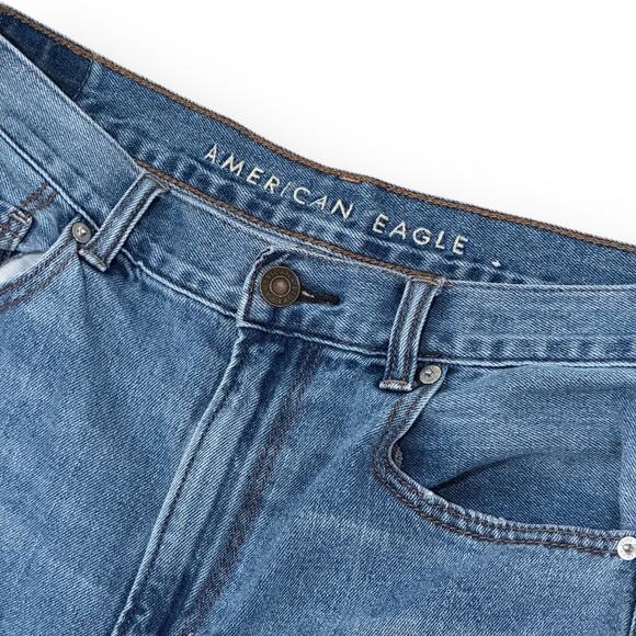 AE American Eagle Mom Jeans High Waist Straight Distressed Chewed Hems Womens 10 - Picture 2 of 10